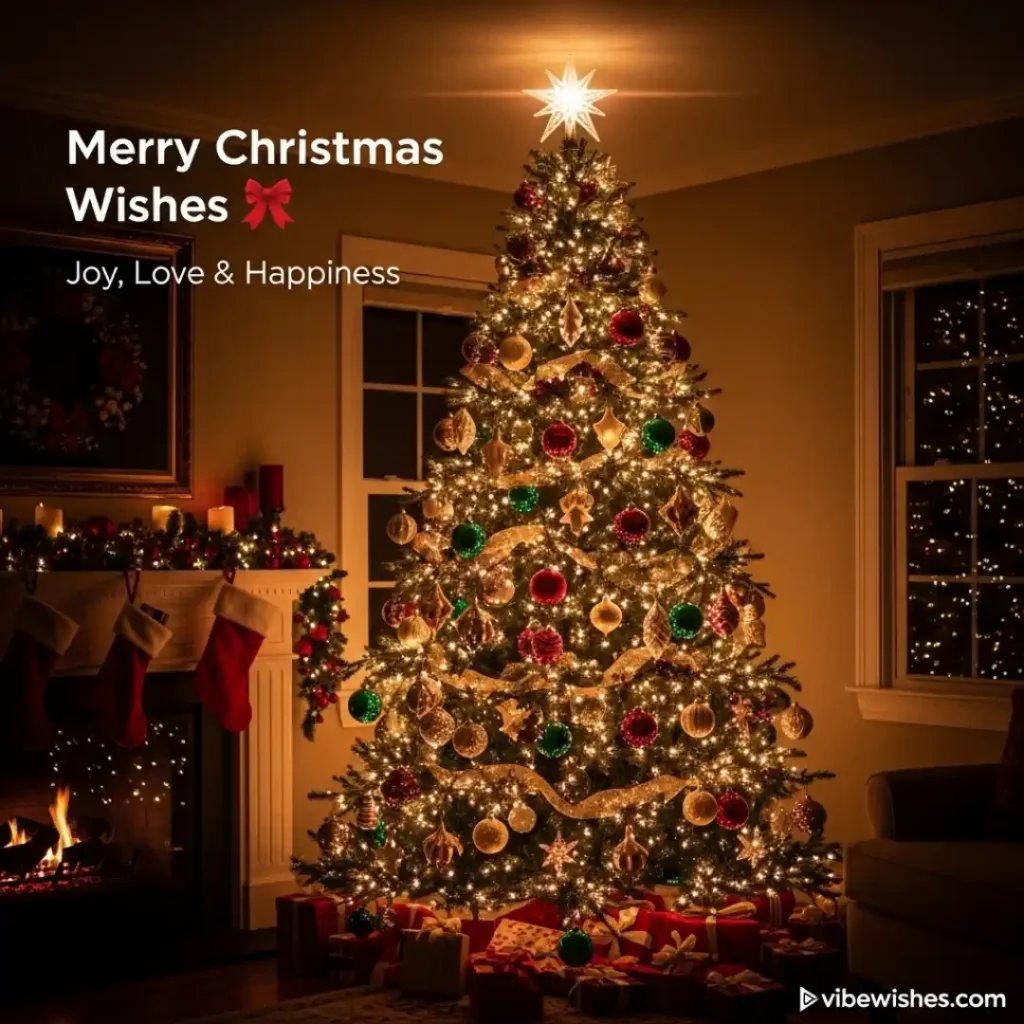 A clean and simple graphic card template layout, ideal for printing or typing out custom Christmas Messages.
