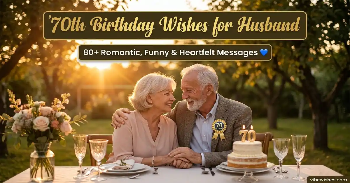 An elegant senior couple holding hands at a romantic dinner table, perfect for a post about 70th birthday wishes for husband.