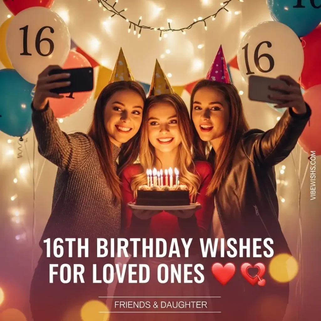 A happy teenager opening a beautifully wrapped gift box, matching the excitement of receiving sixteen birthday wishes.
