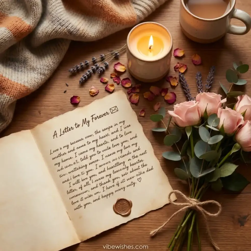 A vintage handwritten love letter surrounded by roses, perfect for writing heartfelt 70th birthday wishes for husband.