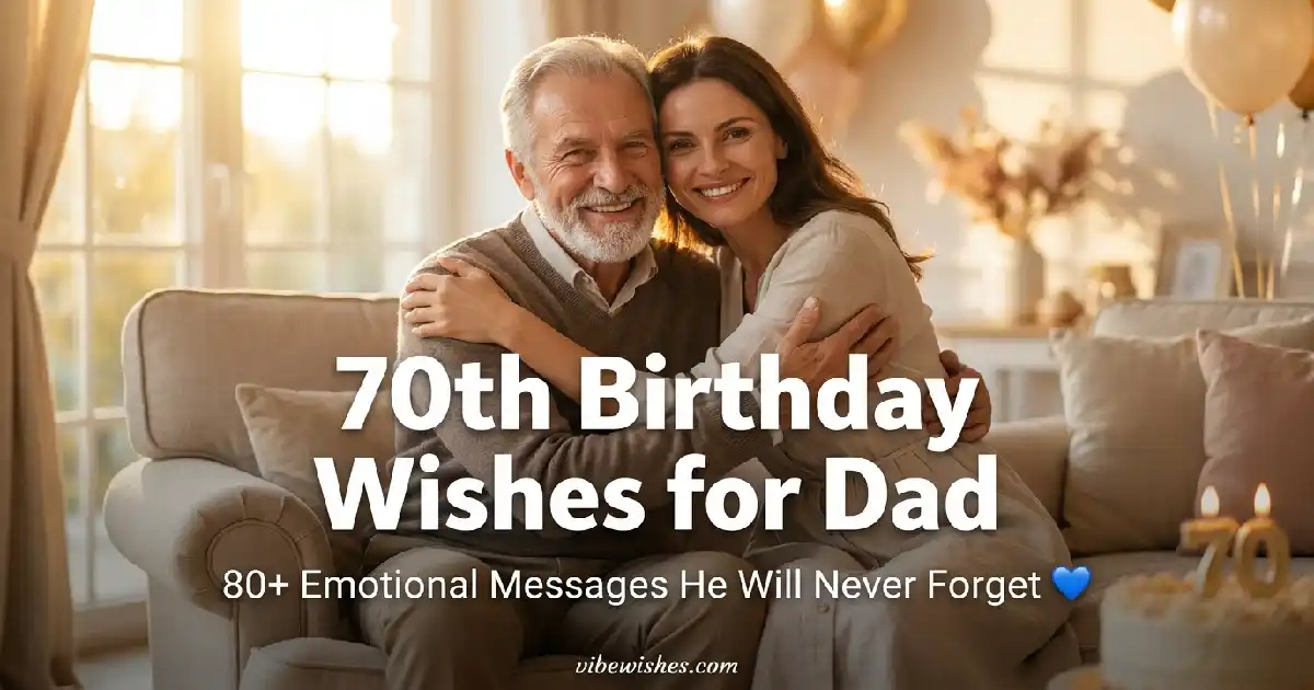 A happy senior man smiling warmly outdoors during a golden sunset, perfect as a main header graphic for 70th birthday wishes for dad.