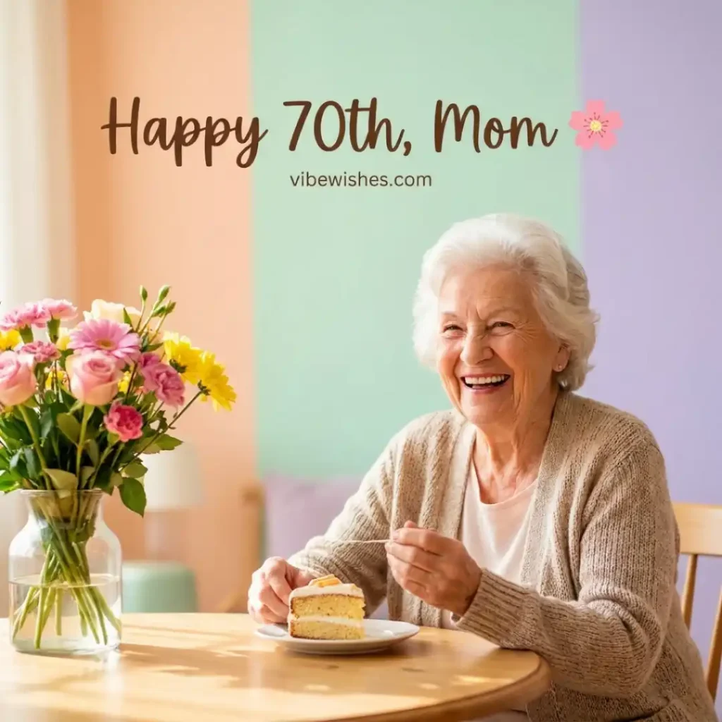 A happy elderly couple laughing together on a couch, capturing the joy behind meaningful 70th birthday wishes for mom.