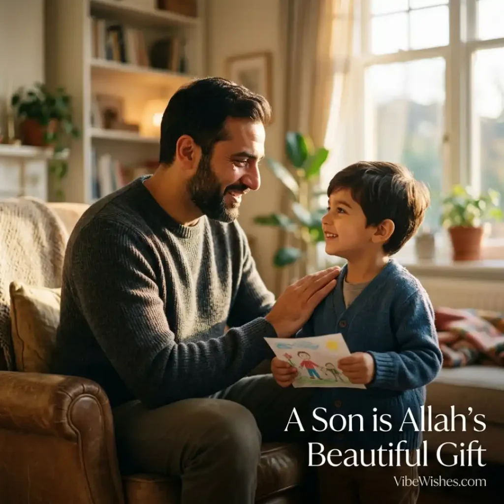 A happy family sharing a meal together, perfect for planning Islamic Birthday Wishes for Son.