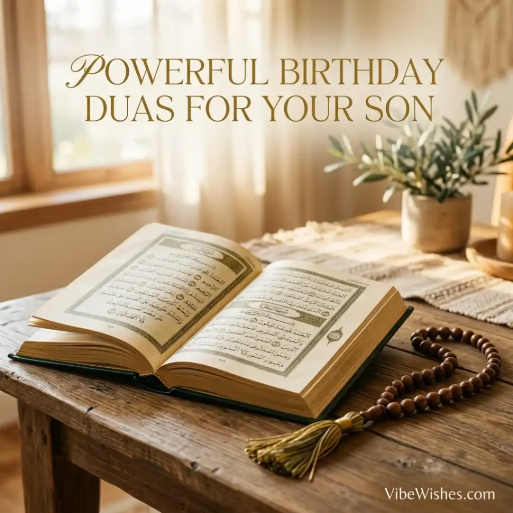 Elegant golden Arabic calligraphy of Barakallahu fi Umrik, ideal for Islamic Birthday Wishes for Son.
