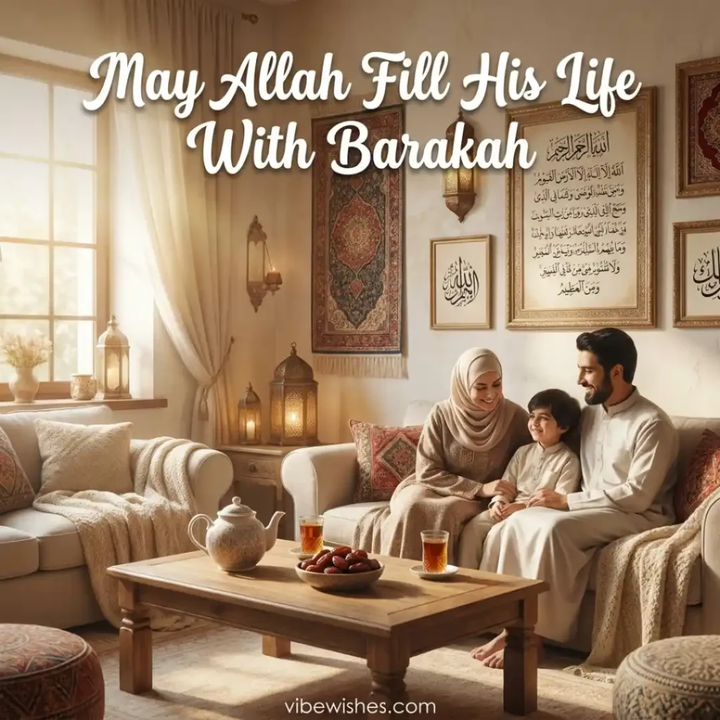Two hands raised open in prayer with a soft golden glow, representing beautiful Islamic birthday wishes for father.