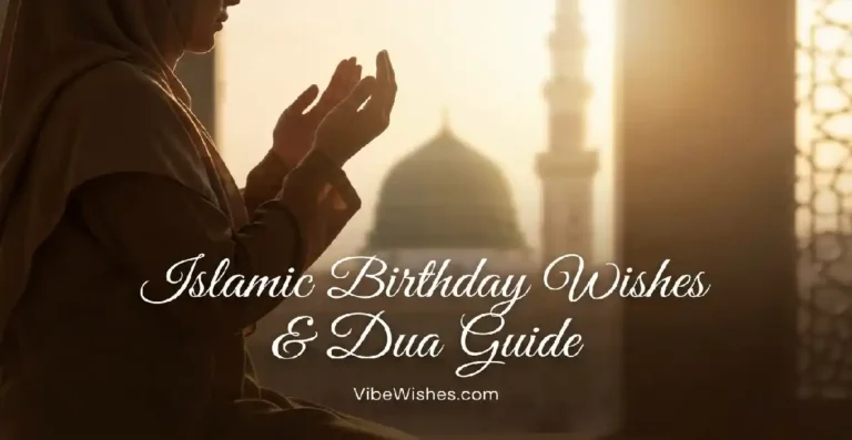 A woman in hijab praying with hands raised, featuring the text Islamic Birthday Wishes and Dua Guide.