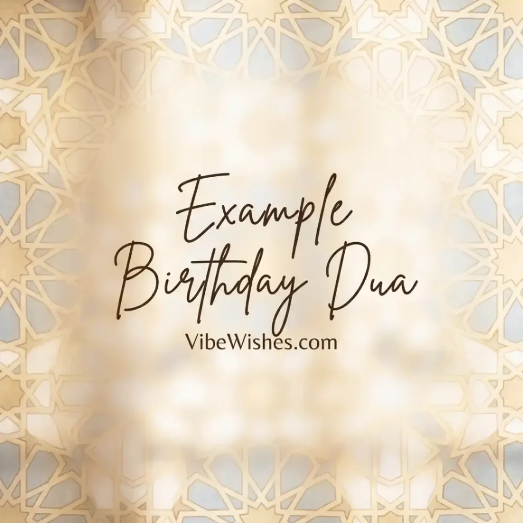 An elegant geometric background template designed for writing an example of Islamic Birthday Wishes.