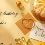 August birthday wishes 2026 with golden summer birthday cake and sunflowers