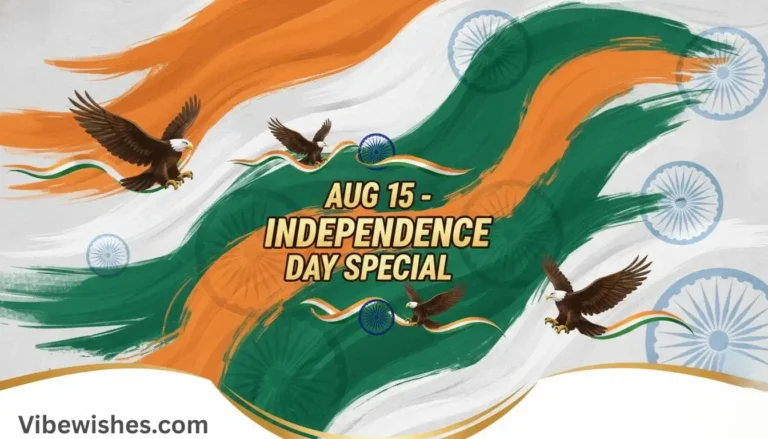 A patriotic graphic for an august 15 birthday, featuring the text "AUG 15 - INDEPENDENCE DAY SPECIAL" with flying eagles and the Indian tricolor background.