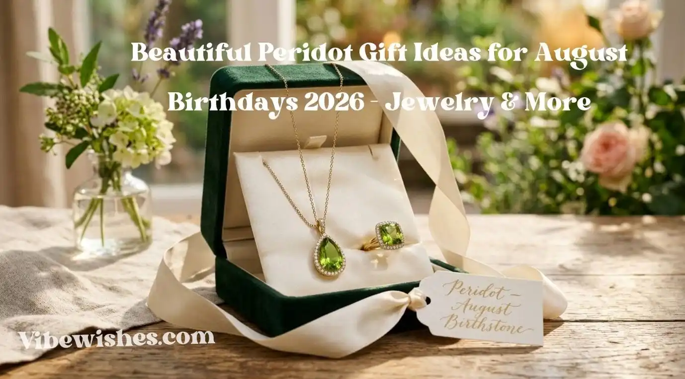 A beautiful peridot jewelry set with a necklace and ring as August birthstone gifts.