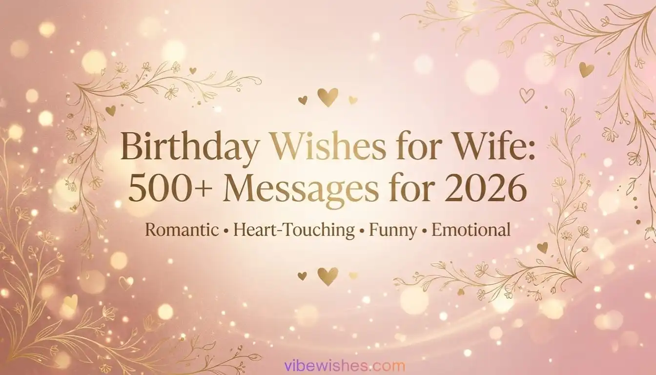 Gold and pink aesthetic banner for birthday wishes for wife 2026.