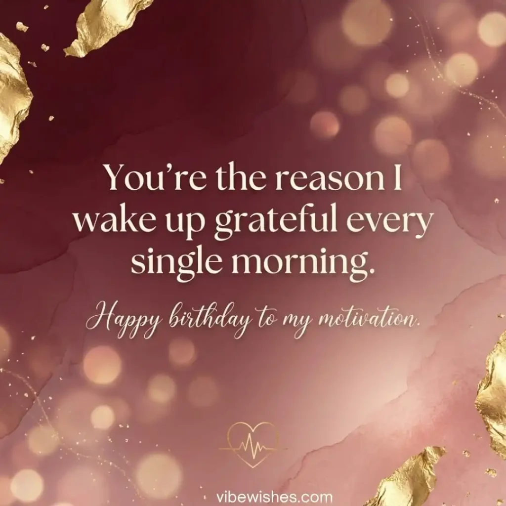 Deep birthday wishes for wife with a maroon and gold aesthetic background.