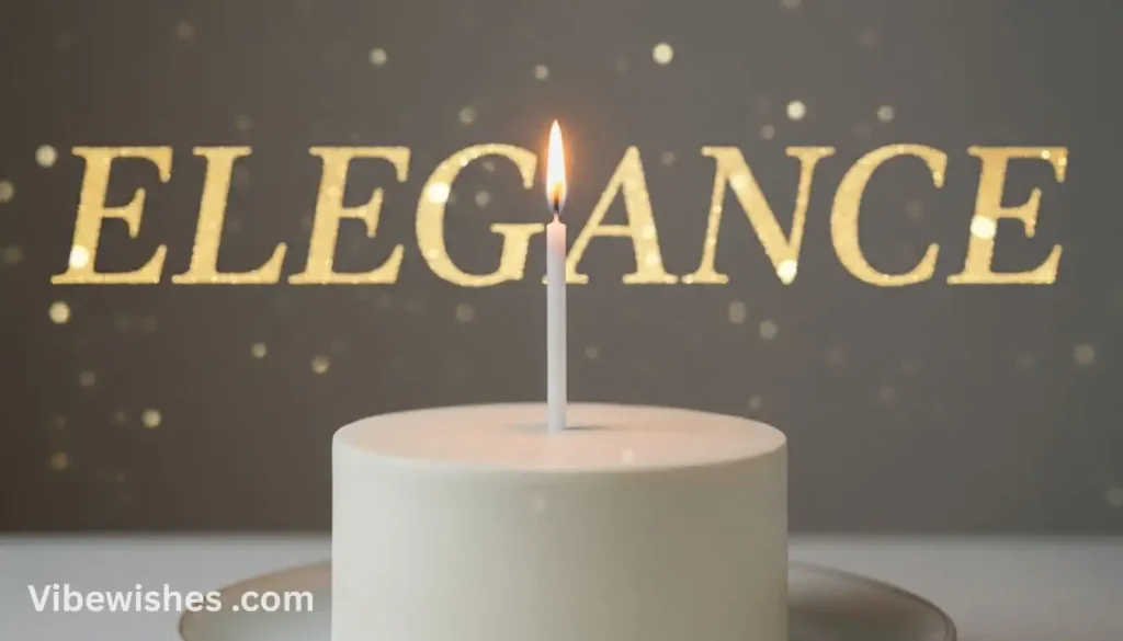 A simple white birthday cake with a single candle and "ELEGANCE" text for an August 16 birthday.