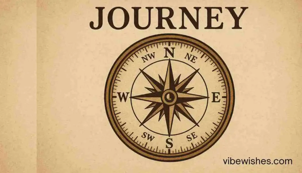 A vintage compass illustration with 'JOURNEY' text on aged paper, perfect for August 26 birthday wishes.