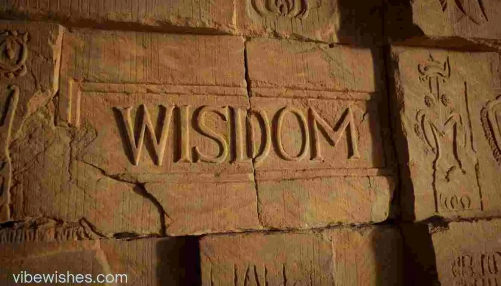 The word WISDOM carved into ancient stone for an August 29th birthday message.