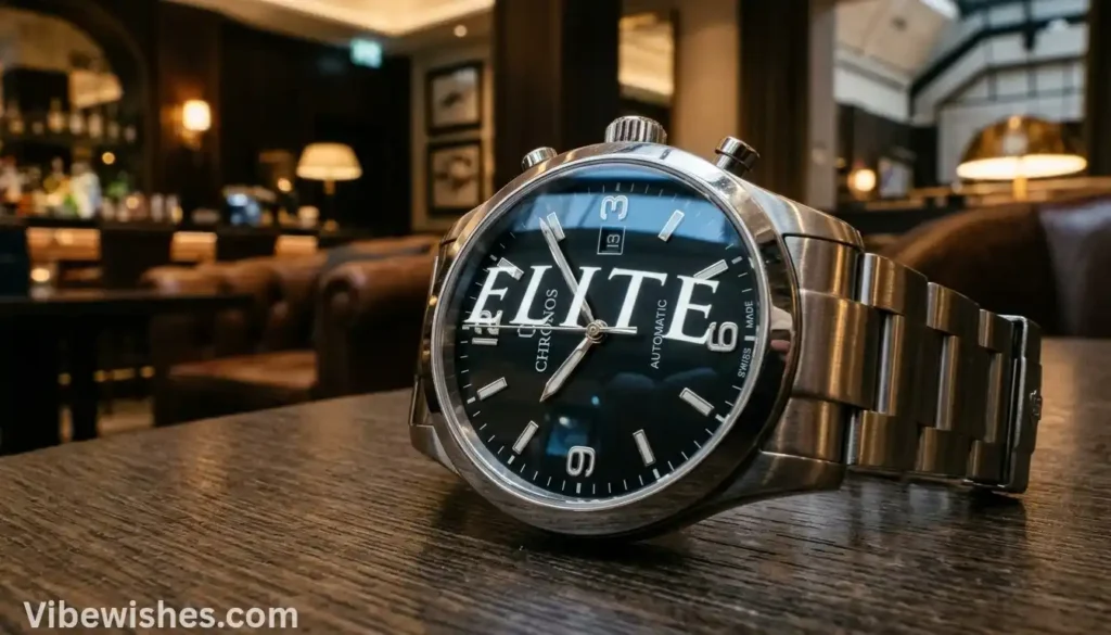 High-end elite watch on a wooden table for August 20 birthday