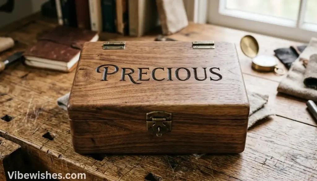 Wooden box engraved with Precious for August 21st birthday memories