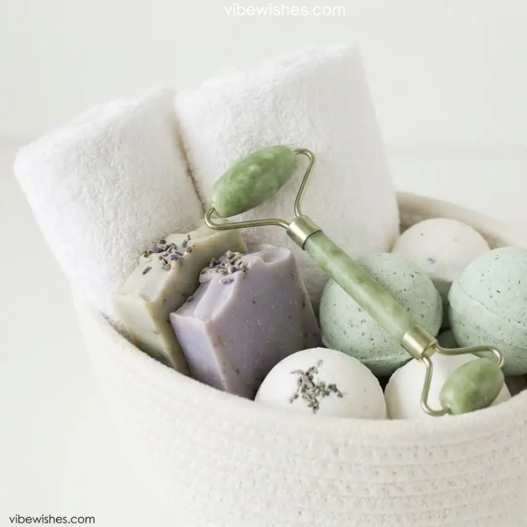 A green gemstone background featuring a quote about the powerful August birthday gift basket month.