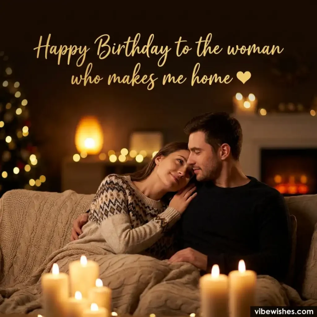 A romantic text graphic showcasing heart touching birthday wishes for wife about choosing her every day.