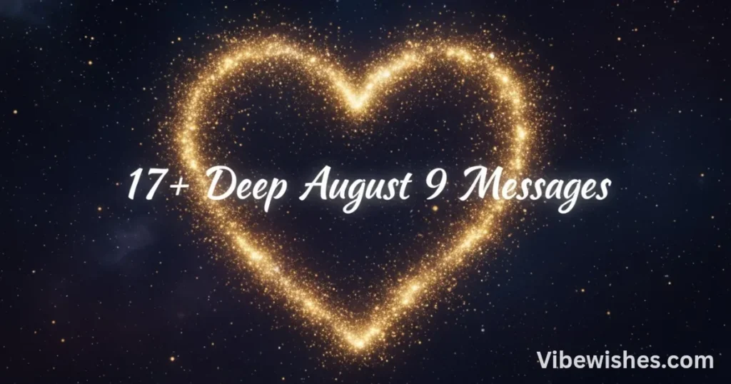 A glowing golden heart made of sparkles in a starry night sky, perfect for 17 plus deep August 9th birthday messages.