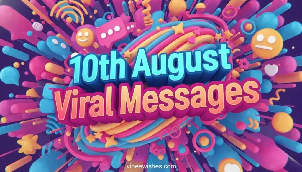 Vibrant 3D colorful pop art background with emojis and stars for August 10th birthday viral messages.