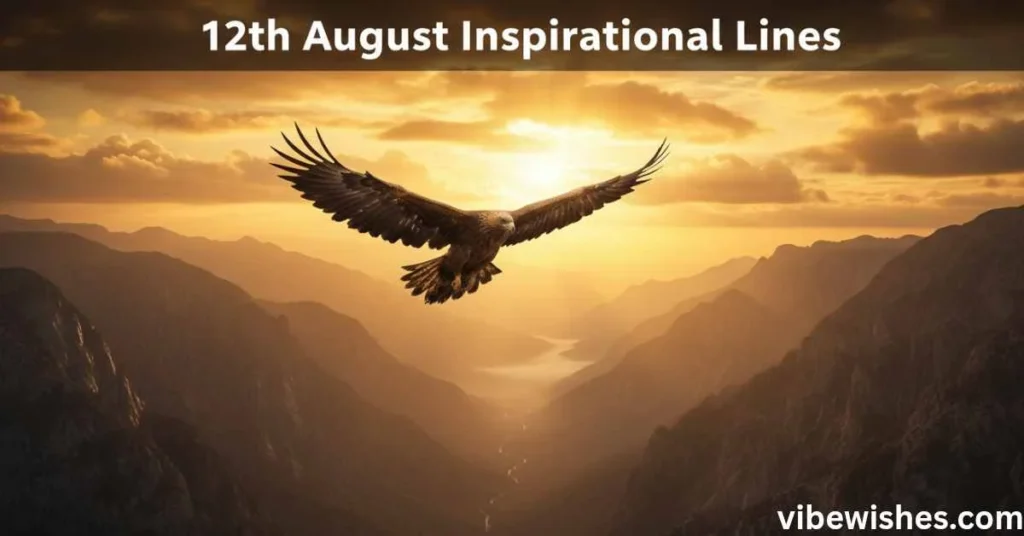 An eagle soaring high over a mountain valley during sunset, ideal for motivational August 12 birthday quotes.
