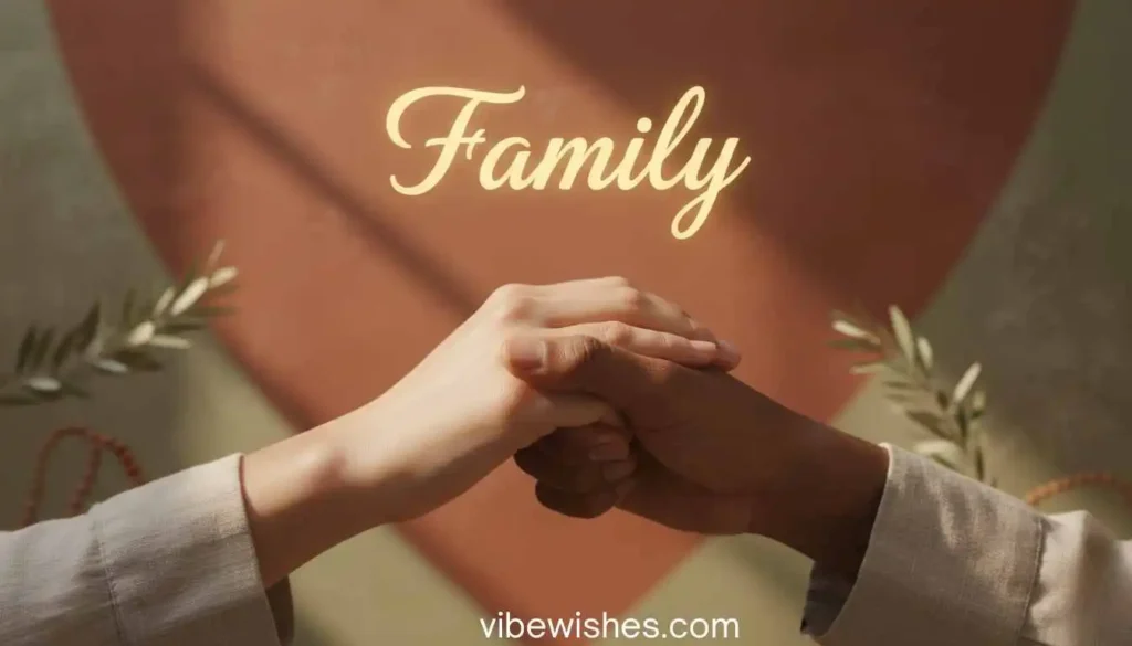 Close-up of family members holding hands with 'Family' text for a heartfelt August 25th birthday message.