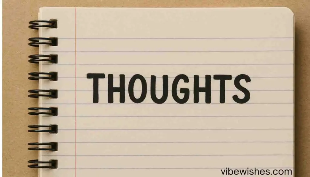 A spiral notebook with the word 'THOUGHTS' written on a lined page for August 26 birthday reflections.
