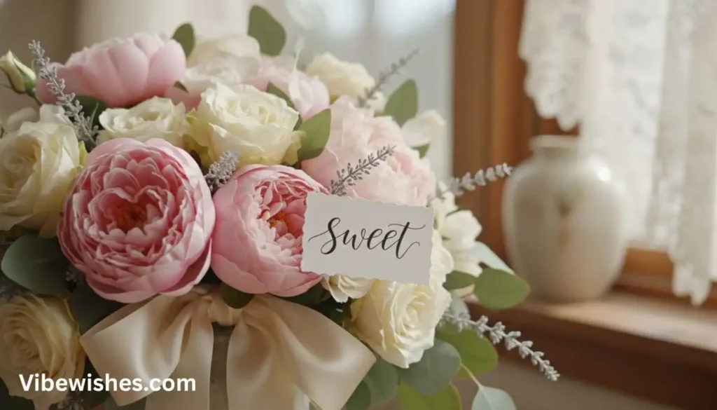 Beautiful pink and white rose bouquet with a "Sweet" tag for an August 19th birthday