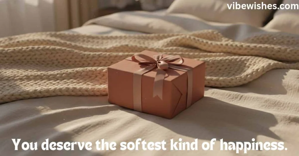 Beautiful wrapped birthday gift in cozy aesthetic setting
