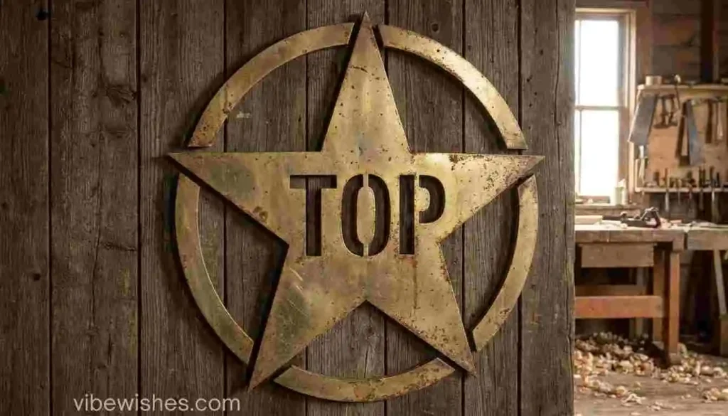 A rustic metal star with the word TOP cutout for August 30th birthday wishes.
