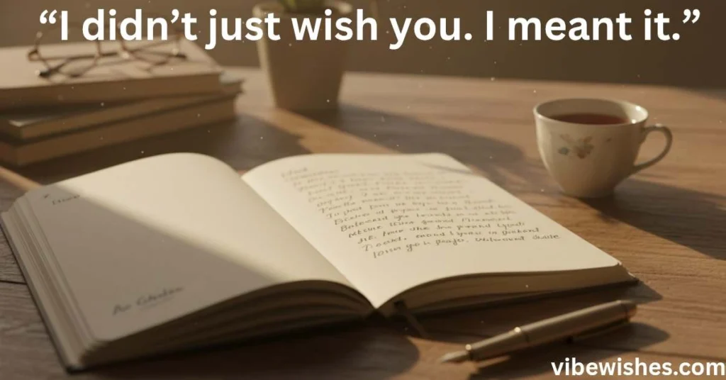 Handwritten emotional birthday letter in notebook with warm sunlight