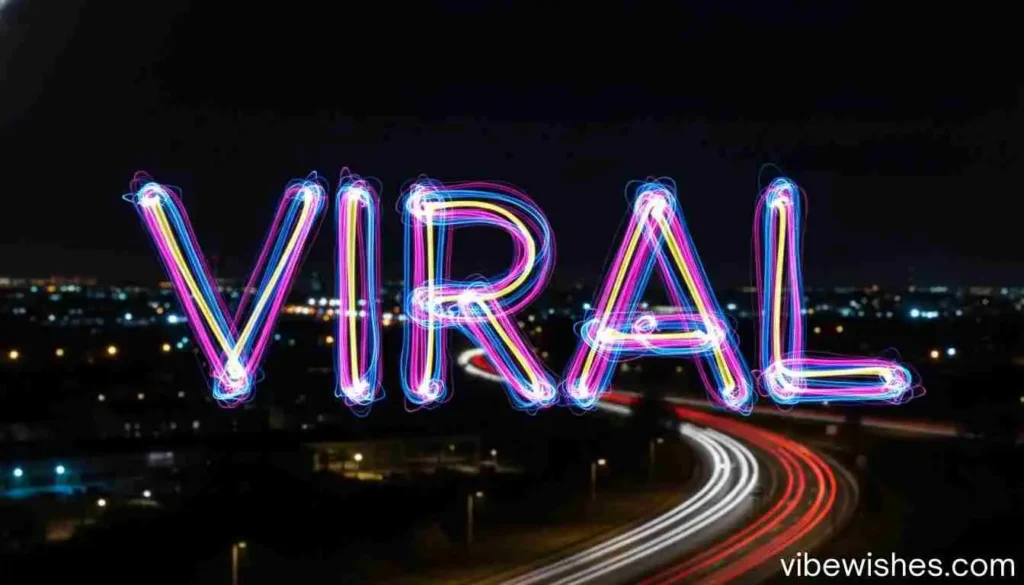 'VIRAL' spelled out in light painting over a city highway at night for an August 23rd birthday theme.
