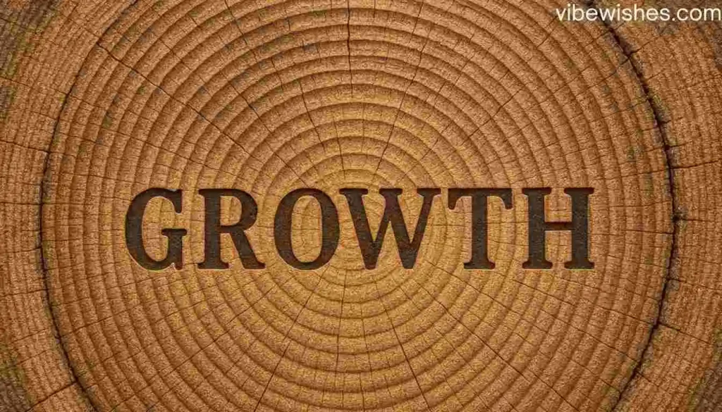 Close-up of annual growth rings on a tree trunk with 'GROWTH' text for an August 26 birthday theme.