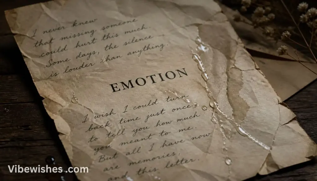 A vintage tear-stained letter with 'EMOTION' text for deep August 17th birthday messages.
