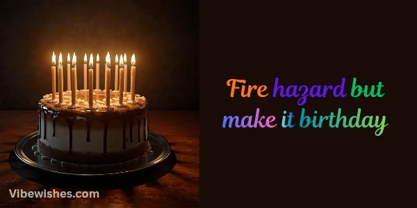 August 3rd Birthday cake overloaded with candles creating a humorous scene