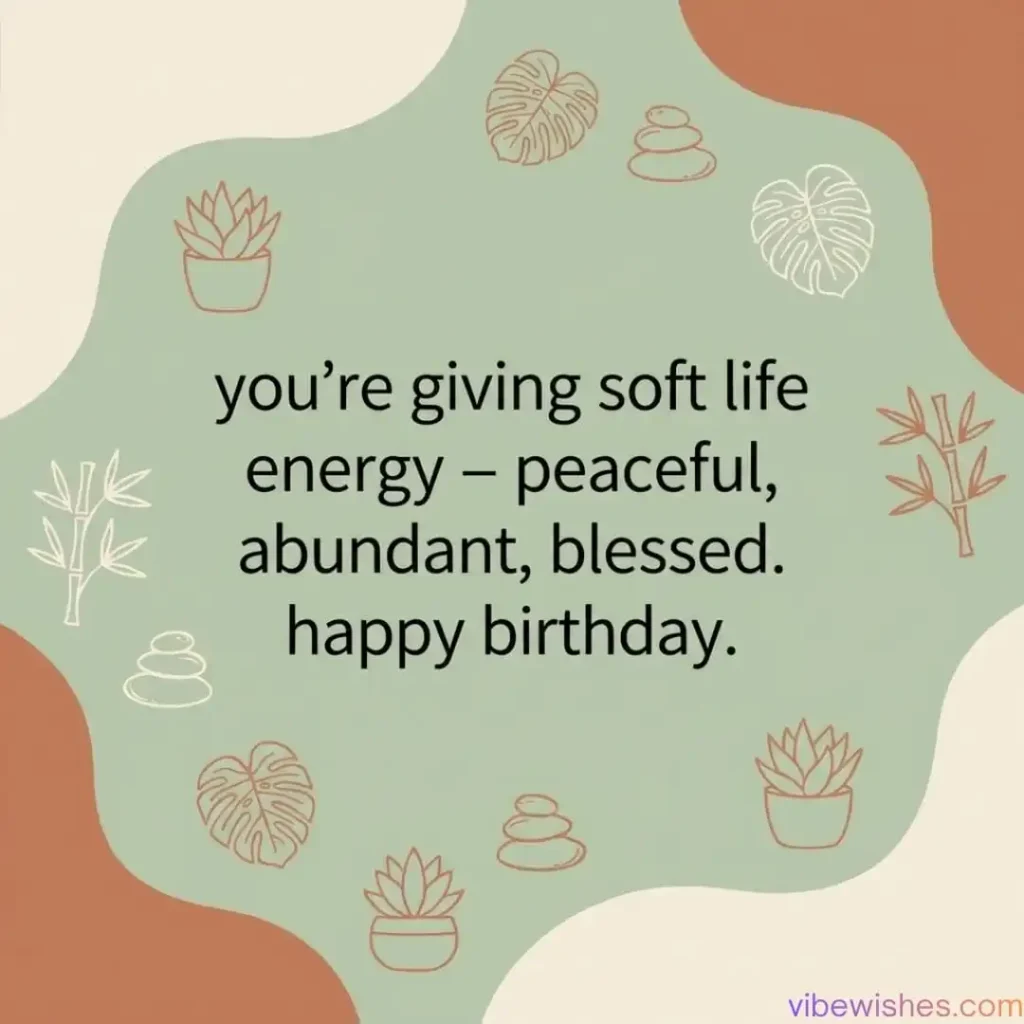 Peaceful and abundant birthday wishes for wife with earthy tones.