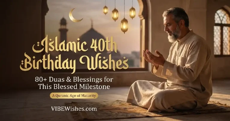 An elegant open Quran resting on a wooden stand next to a lit candle and lantern, serving as the main featured image for Islamic 40th birthday wishes.