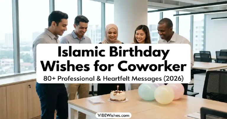 An elegant golden graphic template featuring a crescent moon and hanging lanterns, serving as the main featured banner for Islamic birthday wishes for coworker.