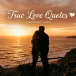 Beautiful true love quotes image with romantic couple silhouette at sunset