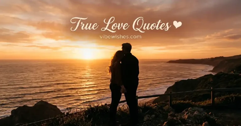 Beautiful true love quotes image with romantic couple silhouette at sunset