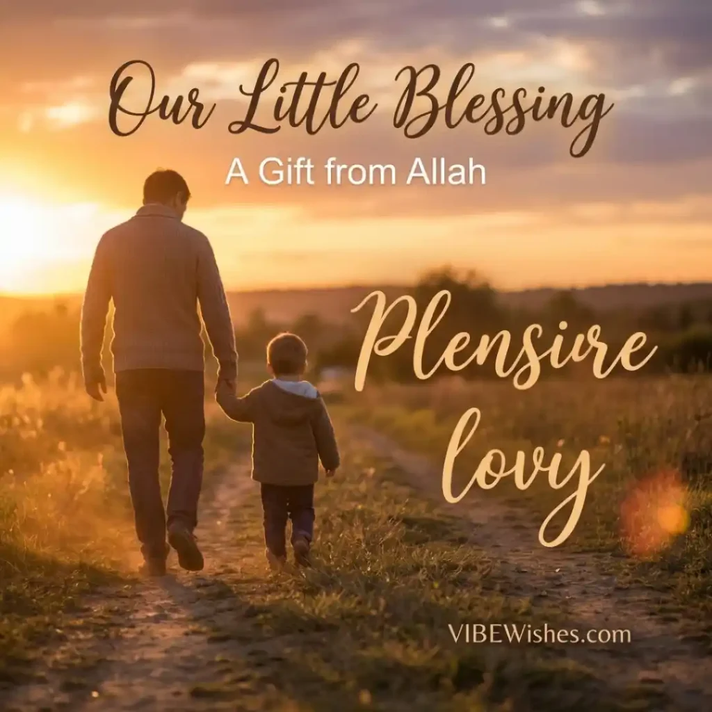 A father smiling and holding his young son close in a beautifully lit room, ideal for accompanying Islamic birthday wishes for child.