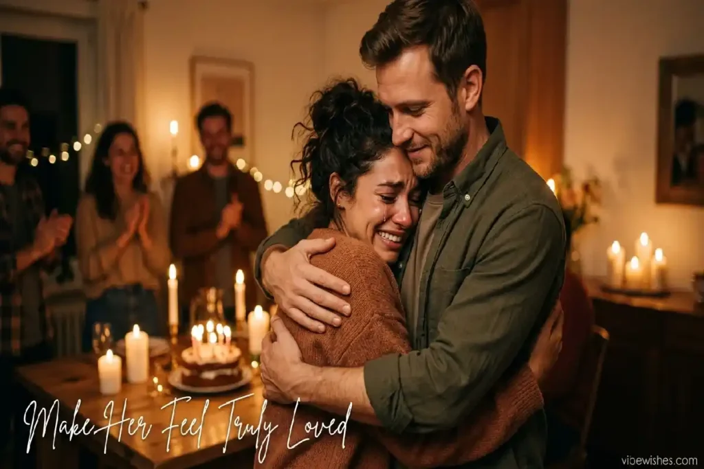 emotional wife birthday surprise moment romantic