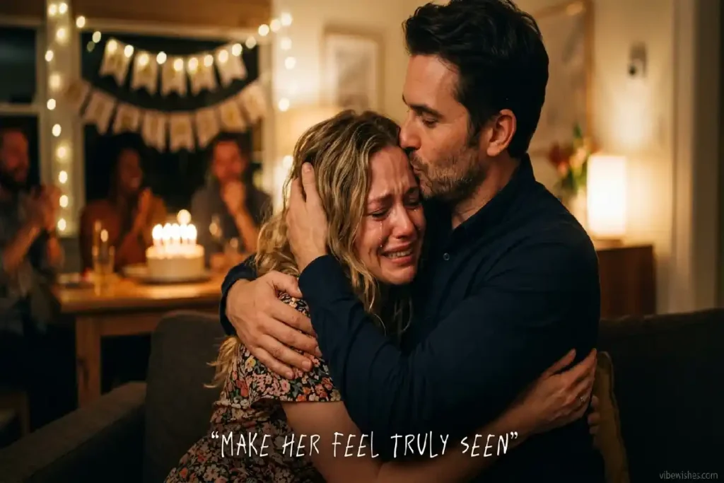 emotional birthday announcement for wife moment