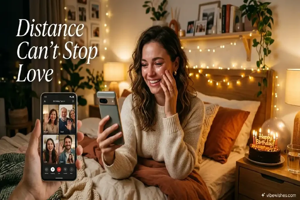 virtual birthday celebration for wife emotional moment video call