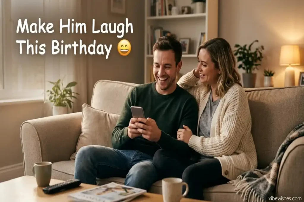 funny birthday wishes for husband text message reaction laughing moment