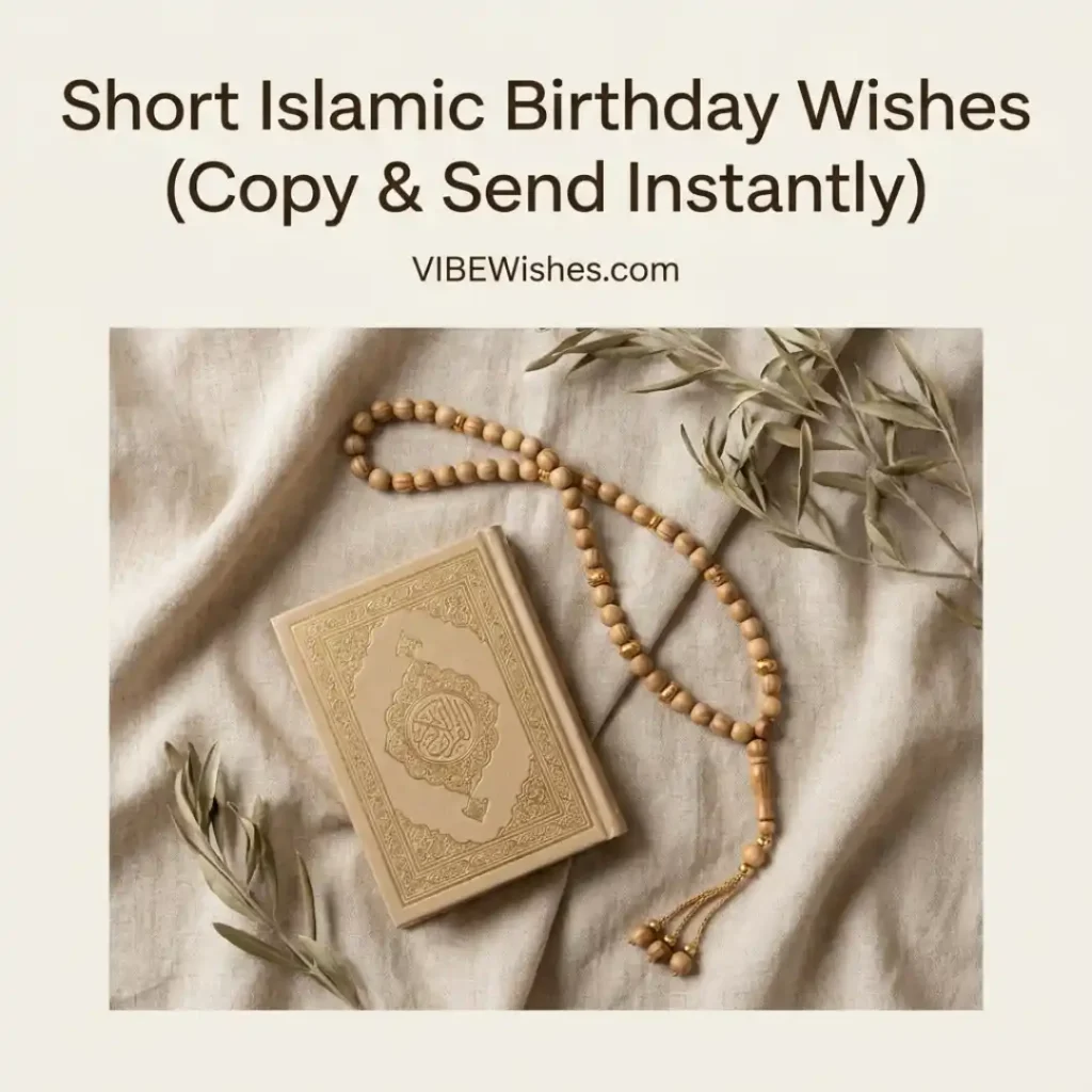 A green and gold spiritual graphic for Islamic birthday wishes for best friend showing praying hands.