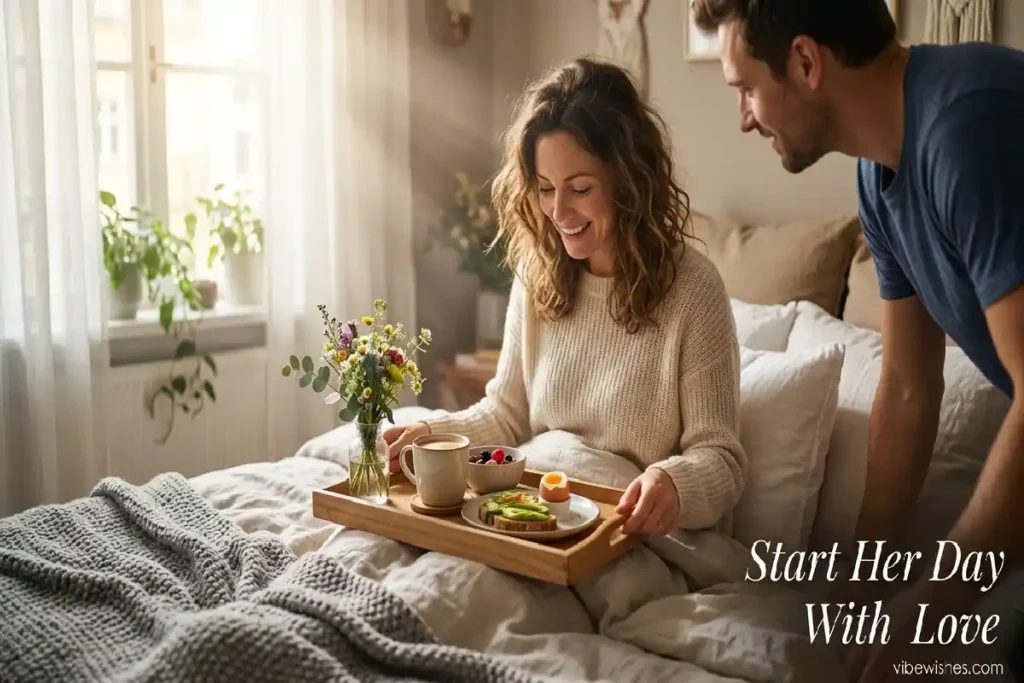 wife birthday surprise breakfast in bed romantic idea