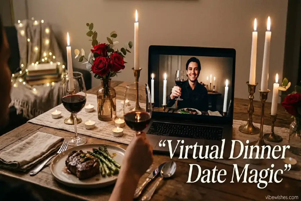 virtual birthday celebration for wife dinner date video call idea