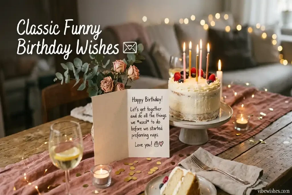 funny birthday wishes for husband classic card romantic setup
